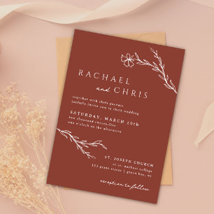 Invitation Boho rouille en terre cuite Moderne Stenciled Bota