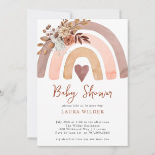 Invitation Boho Rust Terracotta Aquarelle Arc-en-ciel