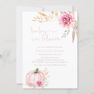 Invitation Boho Rustic automne Citrouille bébé Fille douche