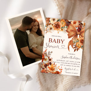 Invitation Boho Rustic Fall Floral Baby shower Party Photo