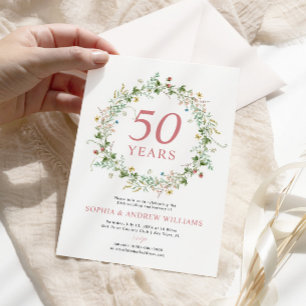 Invitation Boho Rustic Fleur sauvage 50e anniversaire de Mari