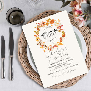 Invitation Boho Rustic Floral Automne Falls Dîner de répétiti