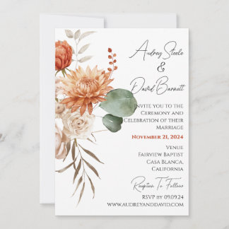 Invitation Boho Rustic Floral Mariage