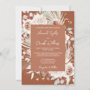 Invitation Boho Rustic Floral Terracotta Mariage