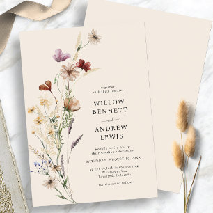 Invitation Boho Rustic Flowers Mariage