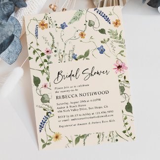 Invitation Boho Rustic Garden Fête des mariées Fleur sauvage