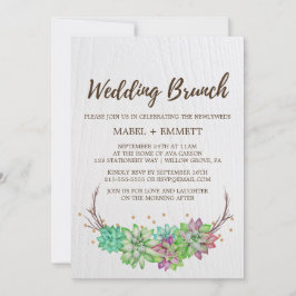 Invitation Boho Rustic Mint Floral Succulent Mariage Brunch