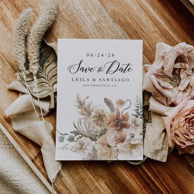 Invitation Boho Rustic Pampas Grass Enregistrer la date Invit (Créateur téléchargé)