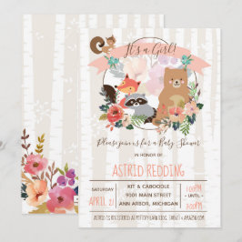 Invitation Boho Rustic Spring Birch Baby shower boisé