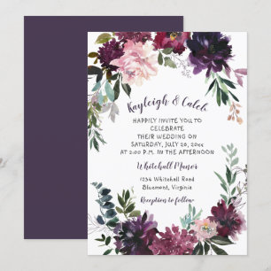 Invitation Boho rustique aquarelle Floral Mariage Wreath