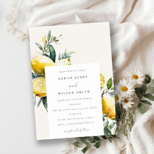 Invitation Boho Rustique Aquarelle Jaune Citron Jaune Mariage