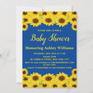 Invitation Boho Rustique Aquarelle Tournesol mite Baby shower