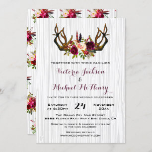 Invitation Boho rustique avec bois de cerf