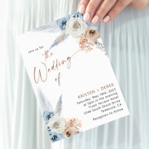 Boho Rustique Dusty Blue Floral Mariage