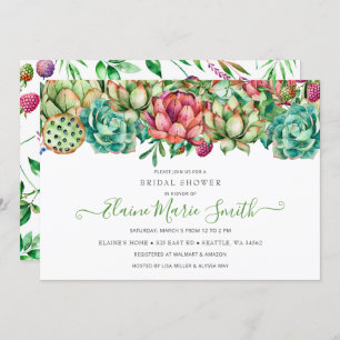 Invitation Boho rustique Fête des mariées de verdure Succulen