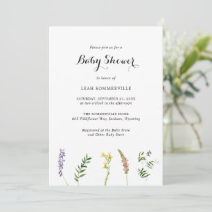 Invitation Boho Rustique Fleur sauvage Floral Élégant Baby sh