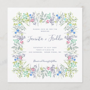 Invitation Boho rustique fleuri aquarelle cornflowers Mariage