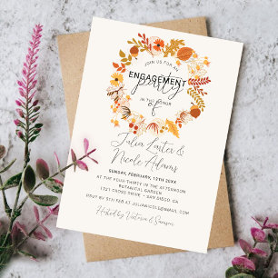 Invitation Boho Rustique Floral Automne Mariage Fiançailles