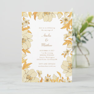 Invitation Boho Rustique Jaune Mariage frontalier