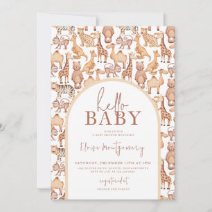 Invitation Boho Safari Animaux Arch Jungle Baby shower