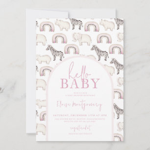 Invitation Boho Safari Animaux Arch Pastel Baby shower