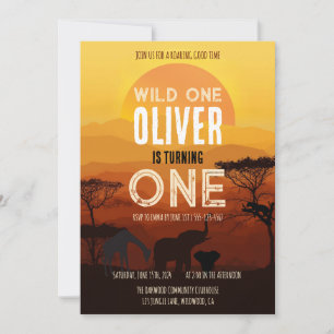 Invitation Boho Safari Coucher de soleil Anniversaire Sauvage