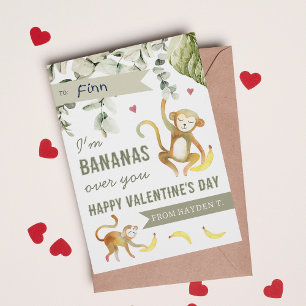 Invitation Boho Safari Monkey Classroom Valentines Day Card