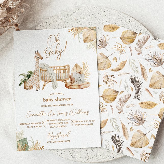 Invitation Boho Safari Nursery Sexe Baby shower neutre (Créateur téléchargé)