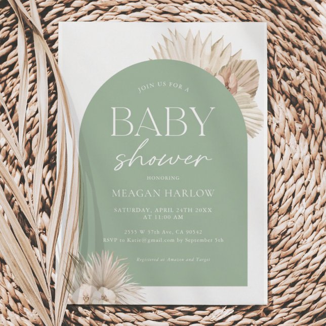 Invitation Boho Sage Green Baby shower neutre pour les femmes (Créateur téléchargé)