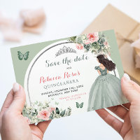 Boho Sage Green Floral Quinceañera Enregistrer La