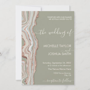 Invitation Boho Sage Green Marble Pierre Earthy Agate Invitat