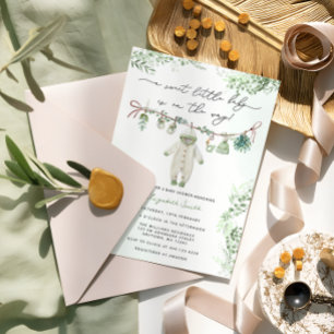 Invitation Boho Sage Green mignonne Baby shower Vêtements béb