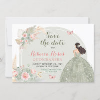 Boho Sage Green Rose Quinceañera Enregistrer La Da
