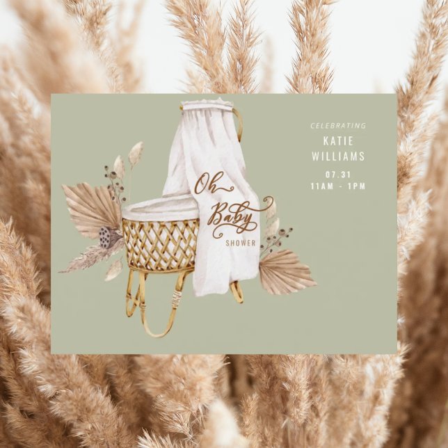 Invitation Boho Sage Oh Baby Bassinet Douche (Créateur téléchargé)