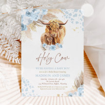 Boho Saint Vache Bleu Pampas Baby shower Garçon en