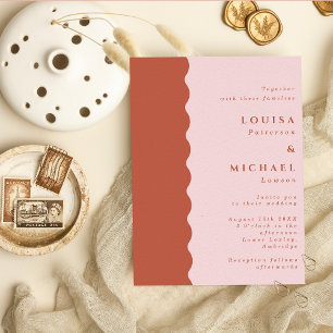Invitation Boho Scalloped Edge Terracotta & Blush Mariage