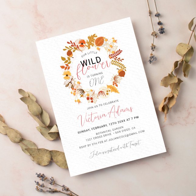 Invitation Boho séché Rustique Floral automne chutes Annivers (Créateur téléchargé)