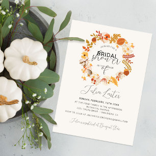 Invitation Boho séché Rustique Floral Automne Fête des mariée