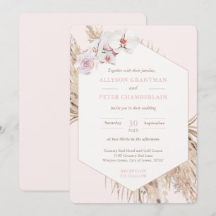 Invitation Boho séché Tropical Palm Feuilles Pampas Mariage