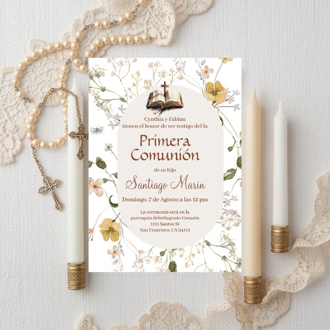 Invitation Boho Spanish First Holy Communion (Créateur téléchargé)