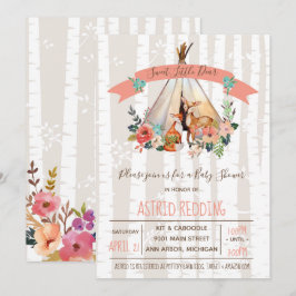Invitation Boho Spring Little Deer Woodland Baby shower