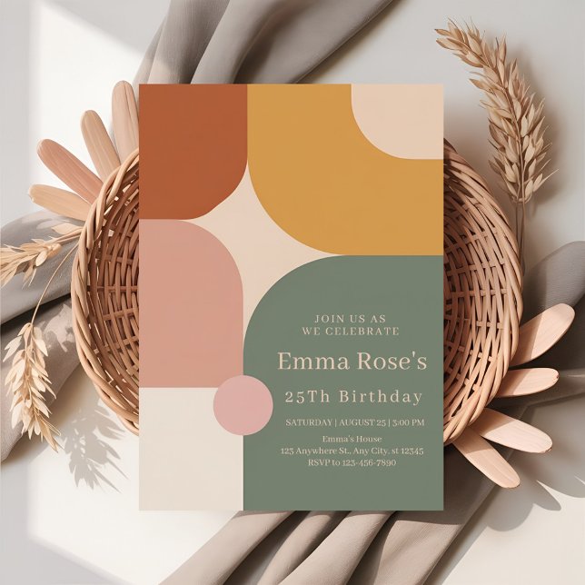 Invitation Boho Stripes Birthday Bash – Mint & Orange (Créateur téléchargé)