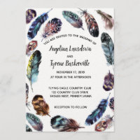 Boho Style aquarelle plumes mariage personnalisé