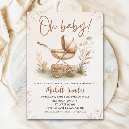 Invitation Boho Style Baby stroller neutral baby shower