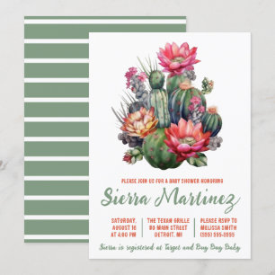Invitation Boho Succulent, Cactus, Ouest, Baby shower