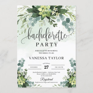 Invitation Boho succulent eucalyptus bachelorette