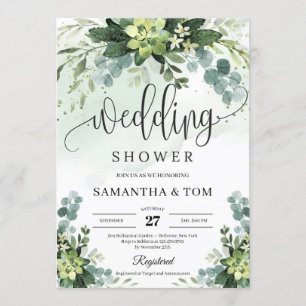 Invitation Boho succulent feuillage floral eucalyptus mariage