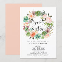 Boho Succulent Floral Wreath Sweet sixteen Party