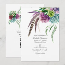 Boho Succulent Plante QR Code Mariage RSVP