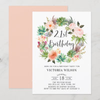 Boho Succulents Floral Wreath 21e fête d'anniversa
